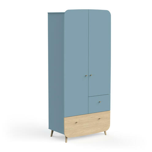 Armoire 2 portes + 2 tiroirs FIRMIANA Bleu Orage - CBA Meubles