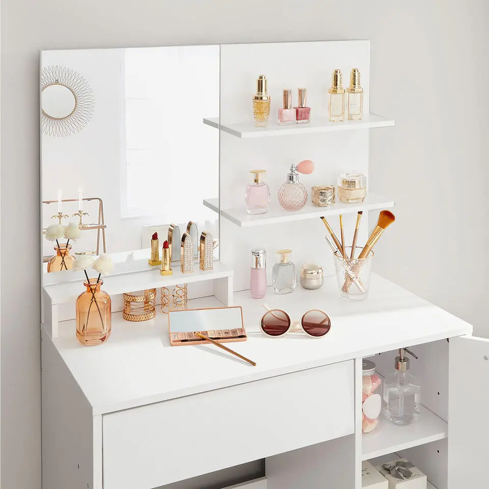 Furnihaus Kaptafel met rechthoekige spiegel en 1 lade cosmetische tafel
