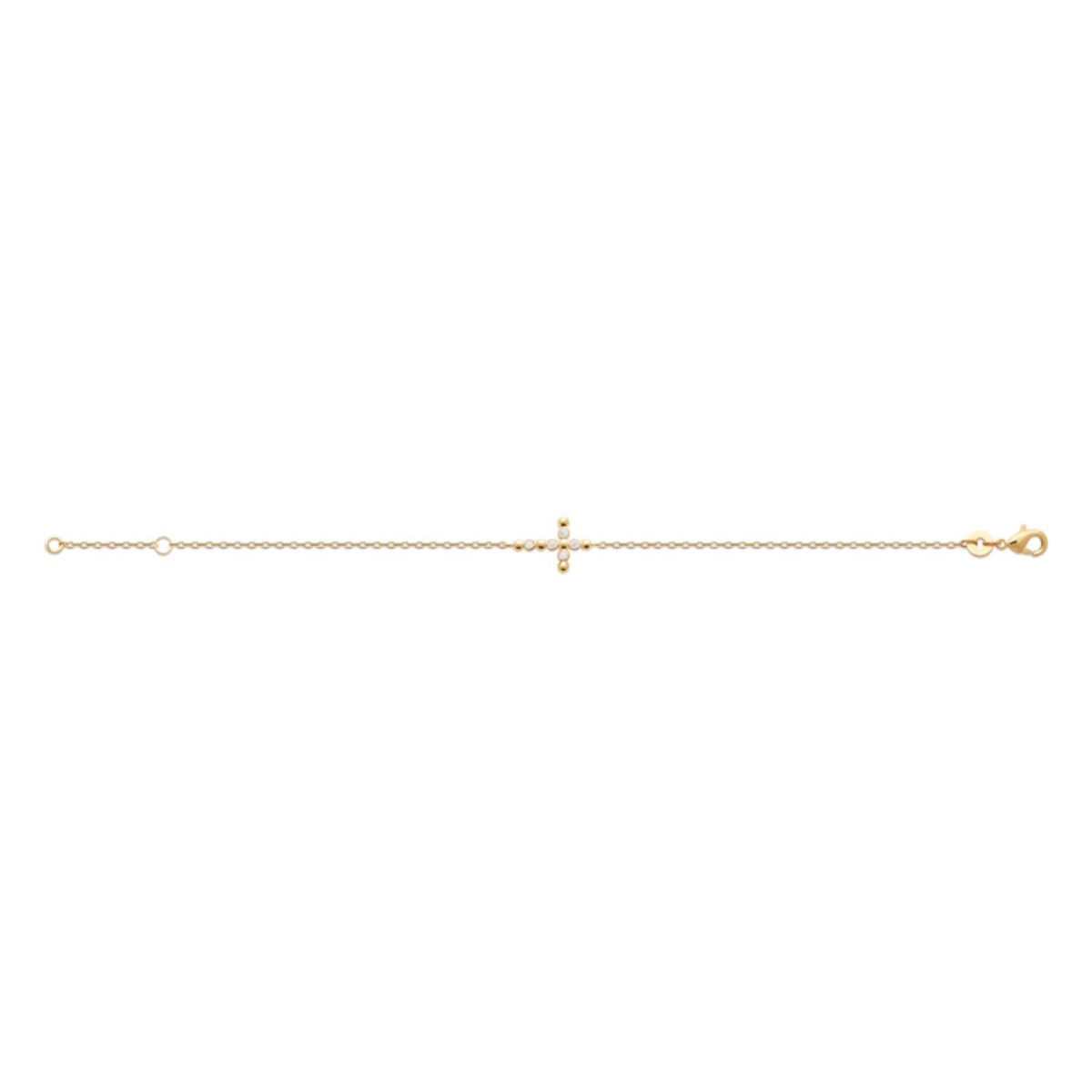 Bracelet croix sertie d'oxydes de zirconiums clos Plaqué OR 750 3 microns