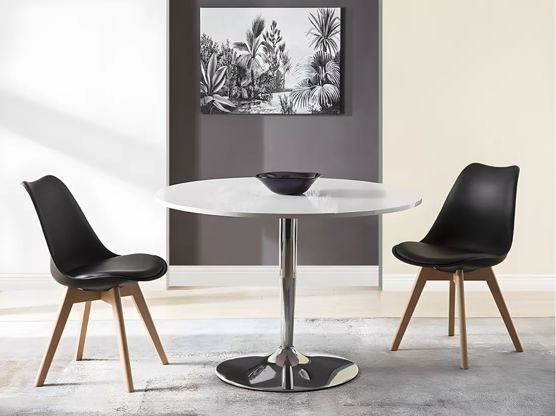 Lot de 2 chaises JODY - Polypropylène et Hêtre - Noir
