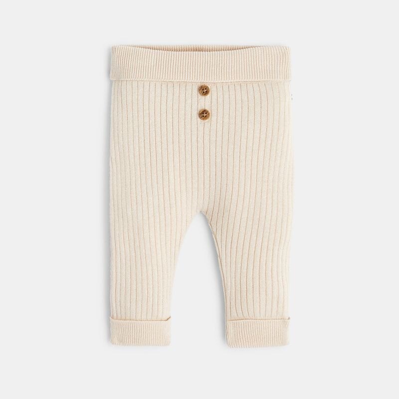 Body tortue et pantalon souple blanc bébé garçon Beige