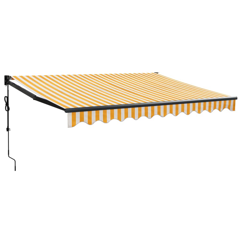 Auvent rétractable automatique jaune et blanc 3,5x2,5 m