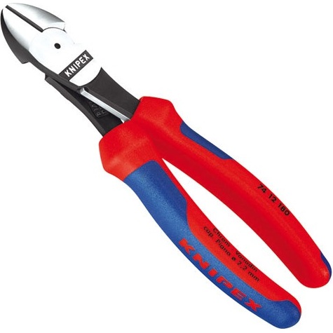 Pince coupante de côté à forte démultiplication - 180 mm - rouge/bleu