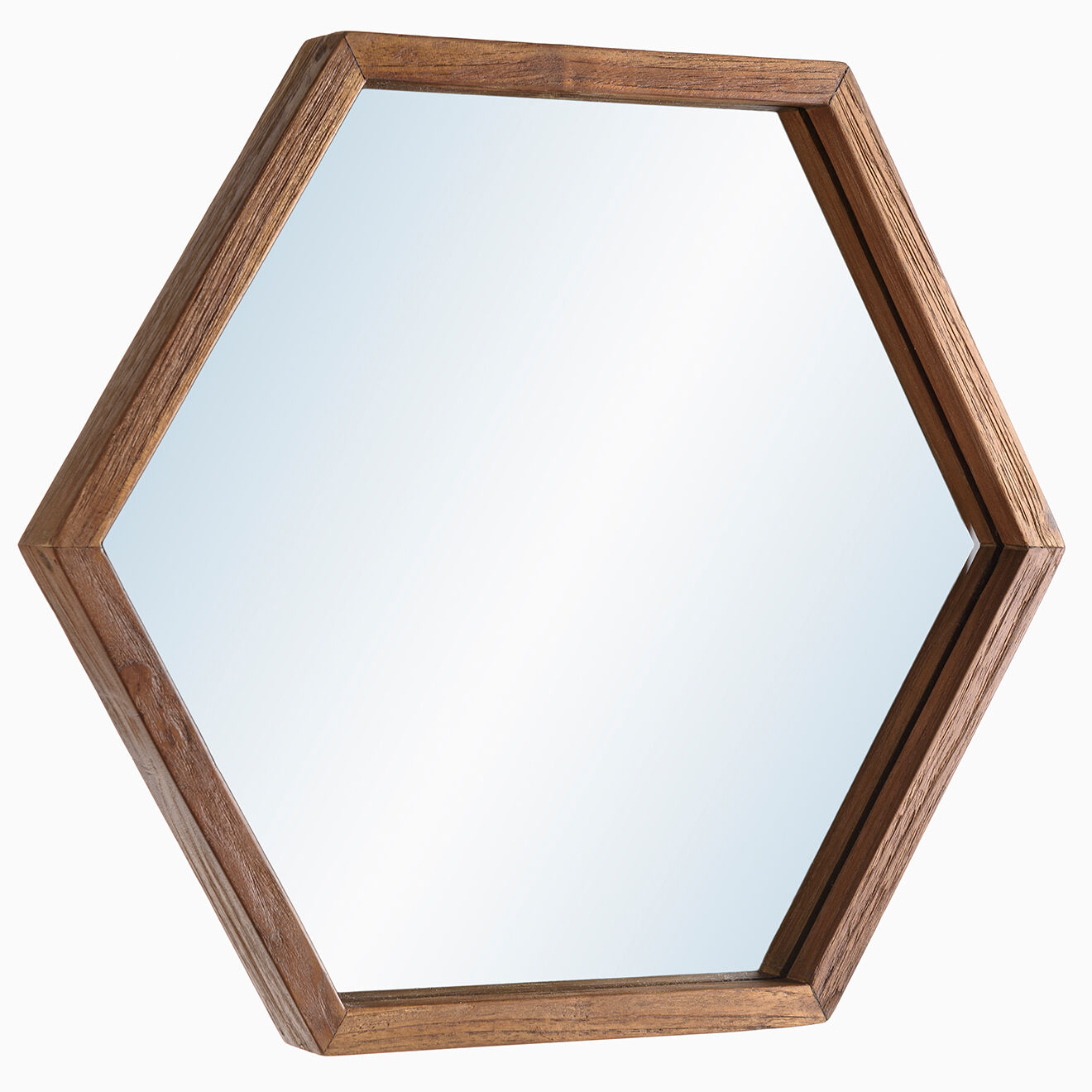 Macabane Miroir L hexagone Alida marron - 50x44 cm
