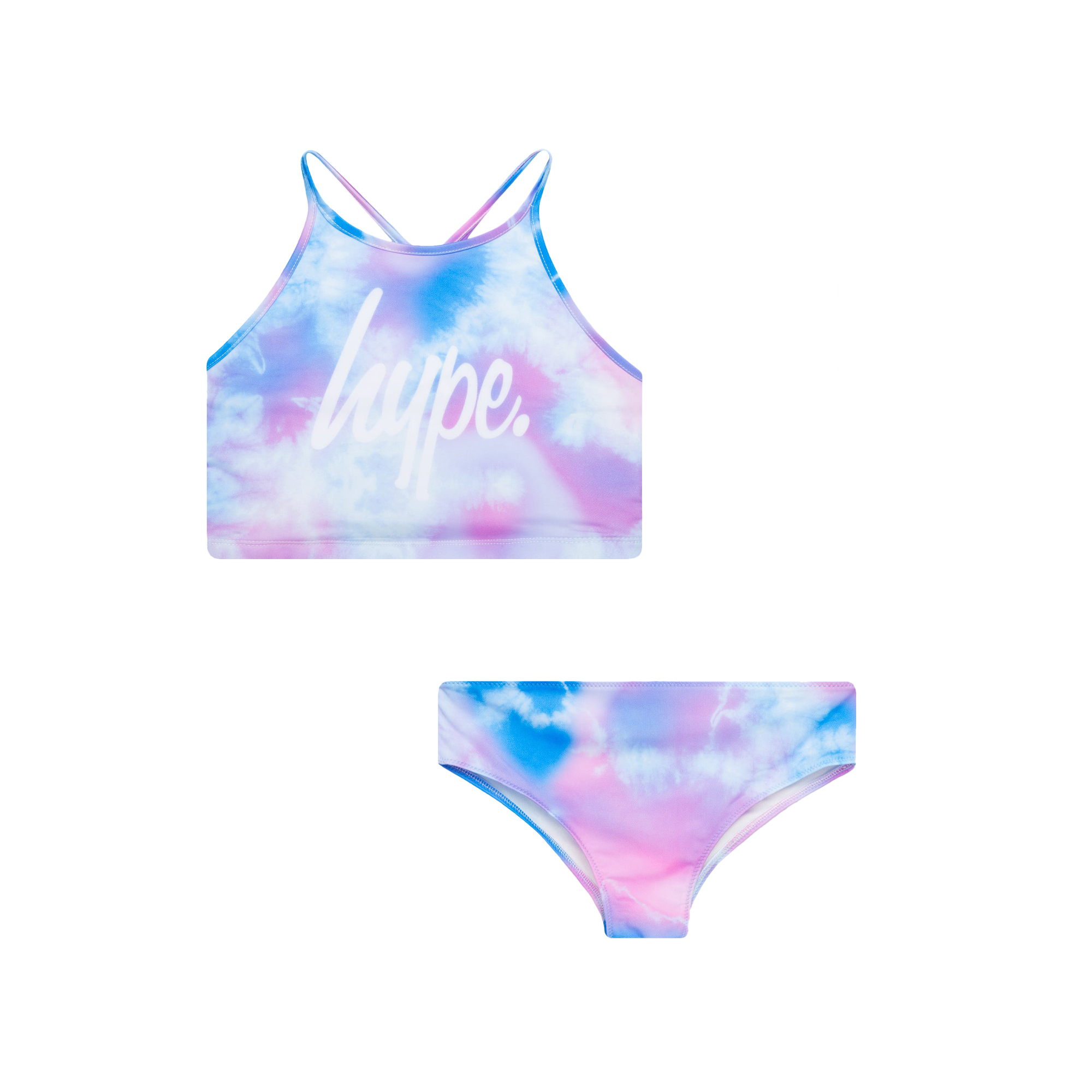 Conjunto de biquíni tie-dye com nó Hype