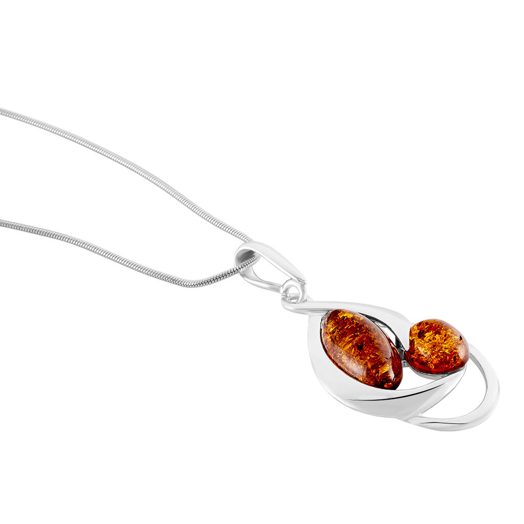 Collier Argent Blanc Hailey Ambre