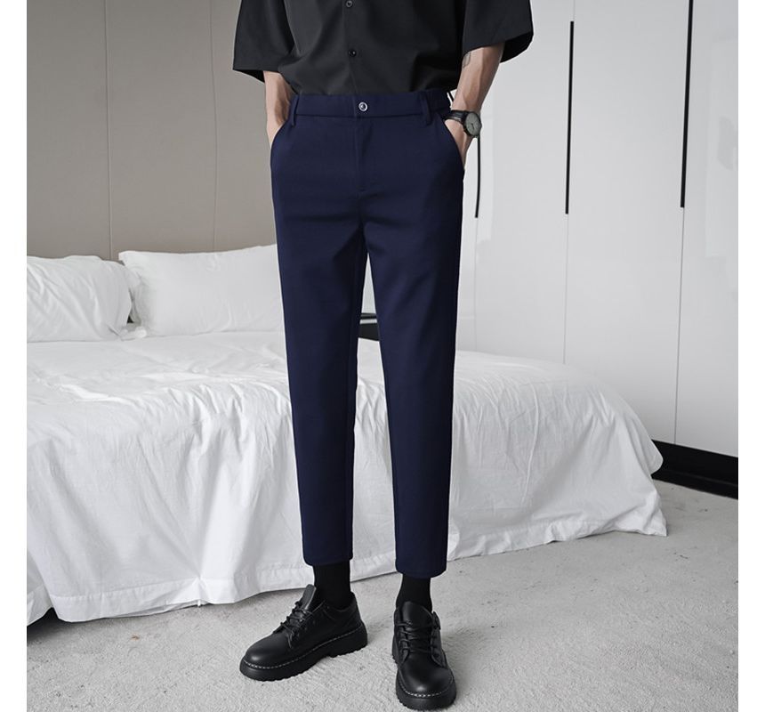 Lefitt - Hoge taille effen cropped taps toelopende broek (verschillende ontwerpen)