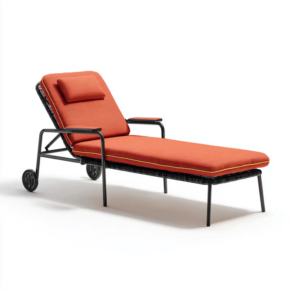 Gartenliege mit Kissen Metallgestell 200x75x40 cm - Rot