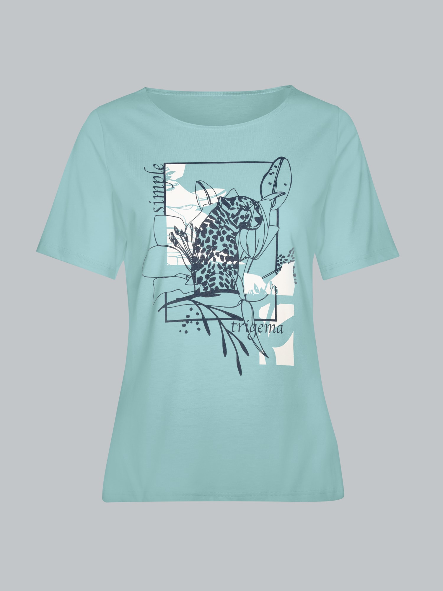 T-Shirt mit floralem Leo-Print Gletscher