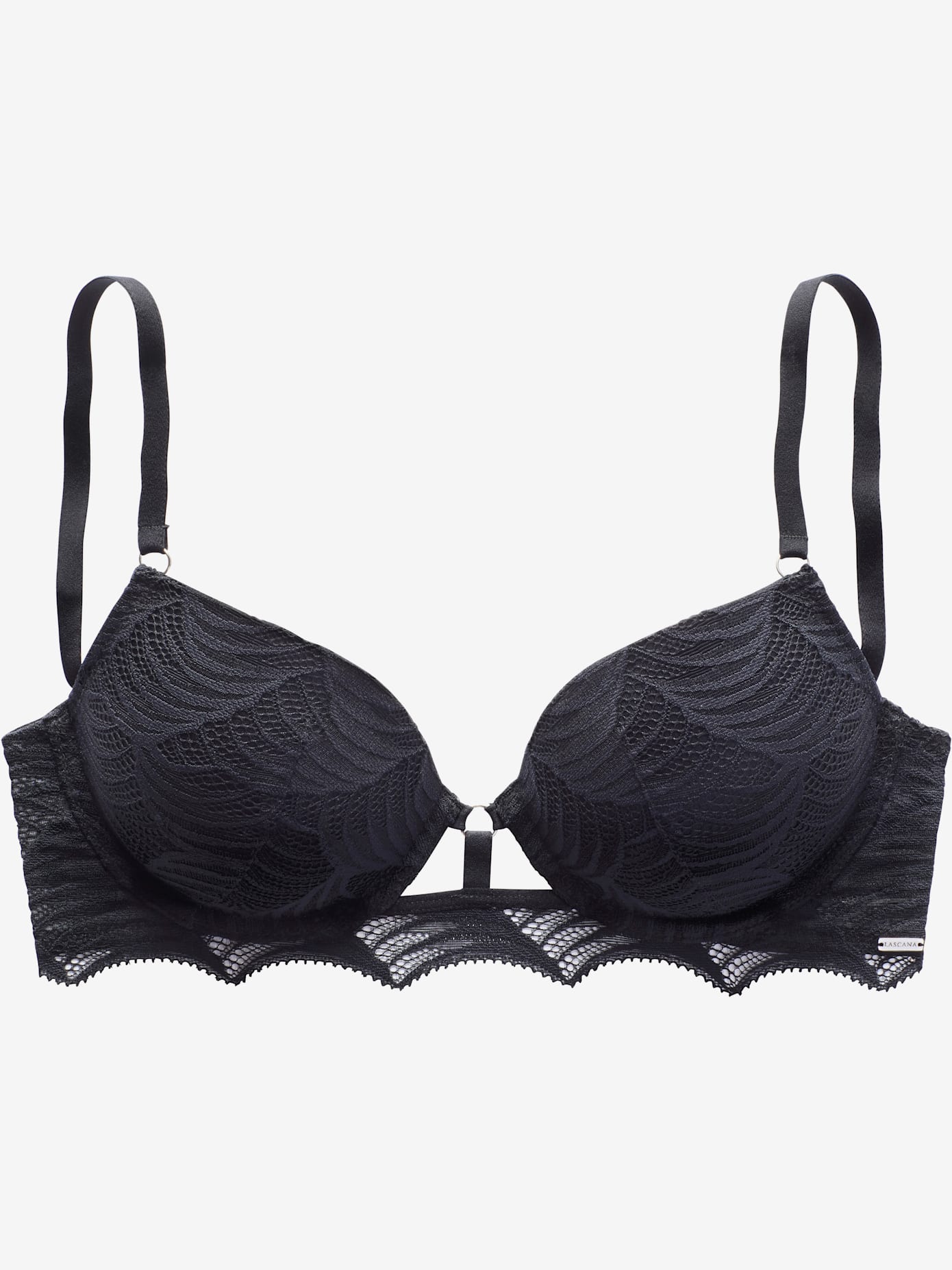 Soutien-gorge push-up tendance avec dentelle graphique sur les bonnets et bande sous poitrine plus large