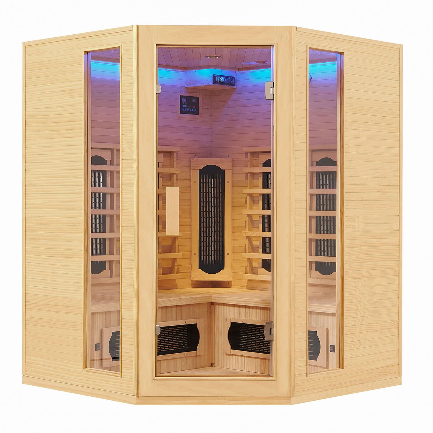Infrarotkabine Nyborg E150K – Infrarotsauna 4 Personen –LED-Farblicht, 7 Keramik-, 1 Flächenstrahler