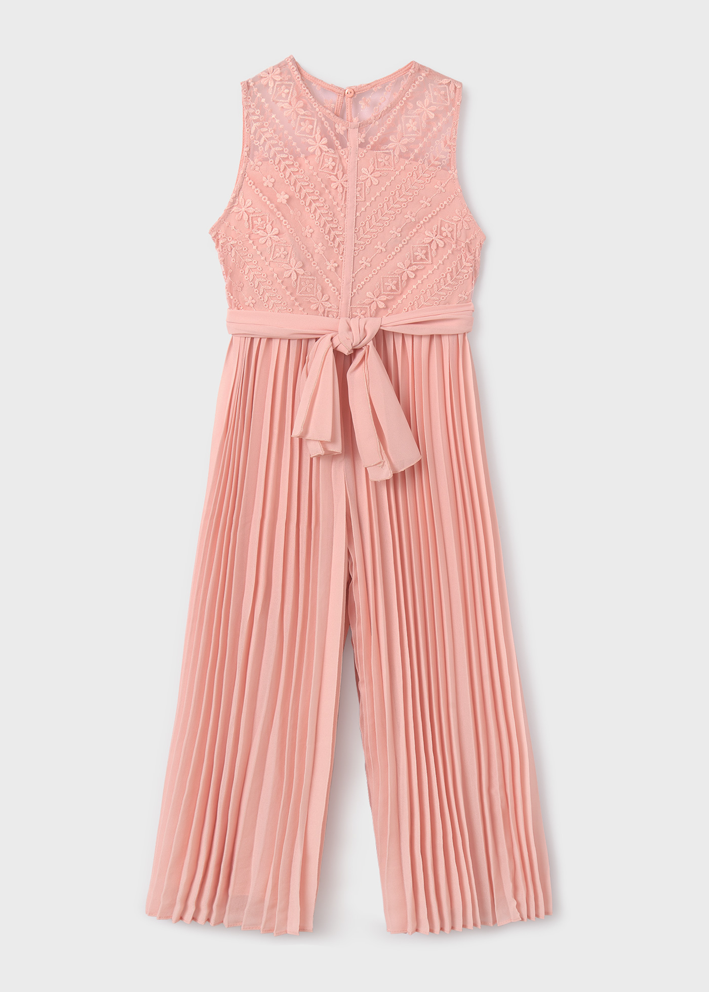 Macacão plissado infantil, cor creme