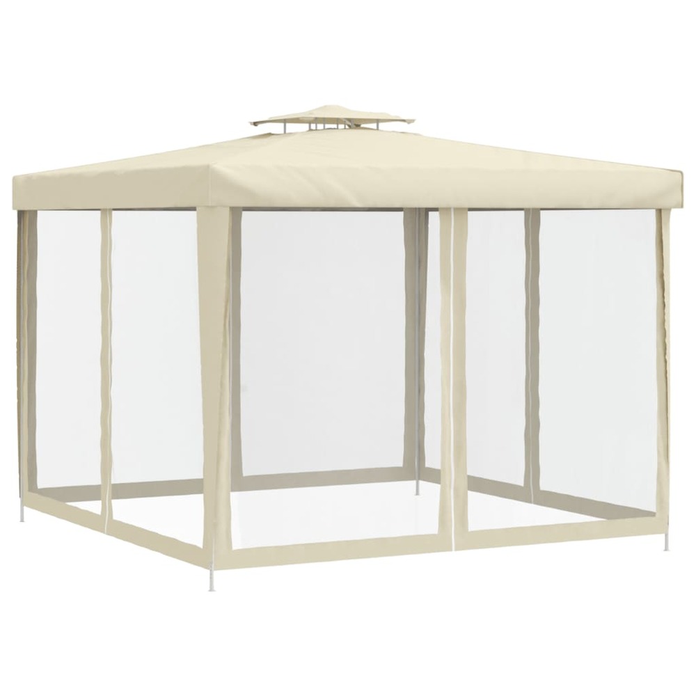 Belvédère à double toit crème 3x3x2,68 m tissu