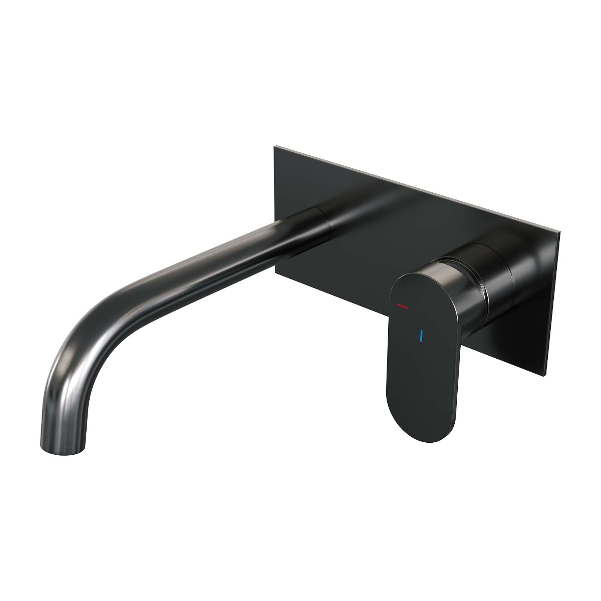 Brauer Gunmetal Edition ColdStart wastafelkraan inbouw gebogen uitloop met achterplaat model C1 gunmetal geborsteld PVD
