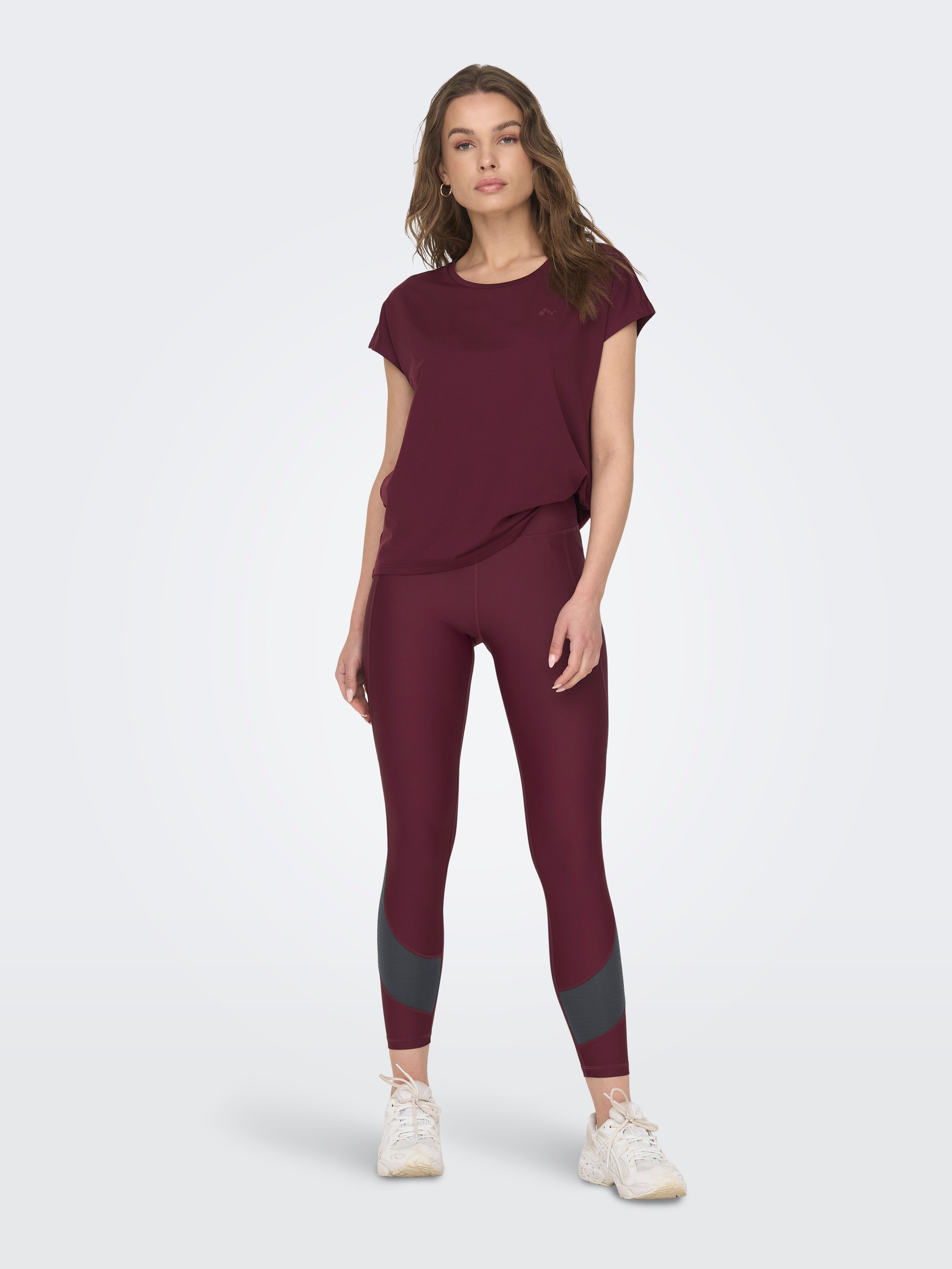 ONPLEA-STELLA-3 Hohe Taille Enger Schnitt Sportleggings Windsor Wine