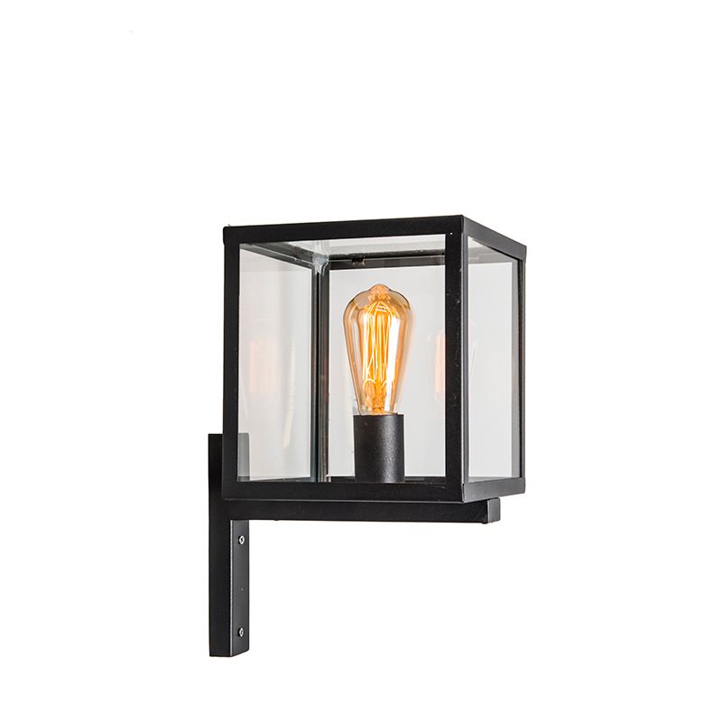 Industriële vierkante buitenwandlamp zwart IP23 - Rotterdam
