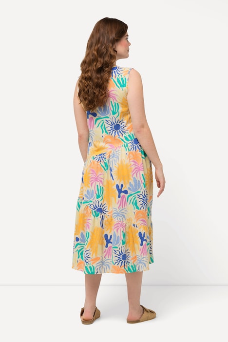 Midikleid, Sonnen, V-Ausschnitt, ärmellos, Biobaumwolle