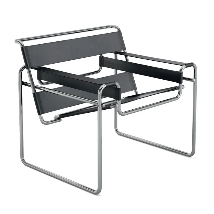 Knoll - Wassily Stuhl, Rindkernleder schwarz