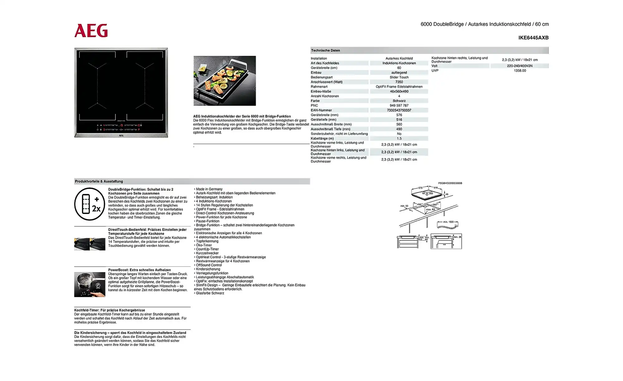 AEG Induktions-Kochstelle IKE6445AXB