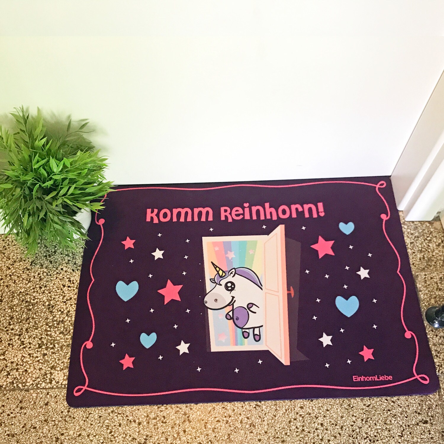 EinhornLiebe - Fußmatte - Einhorn KommReinhorn (Größe: 50x70cm)
