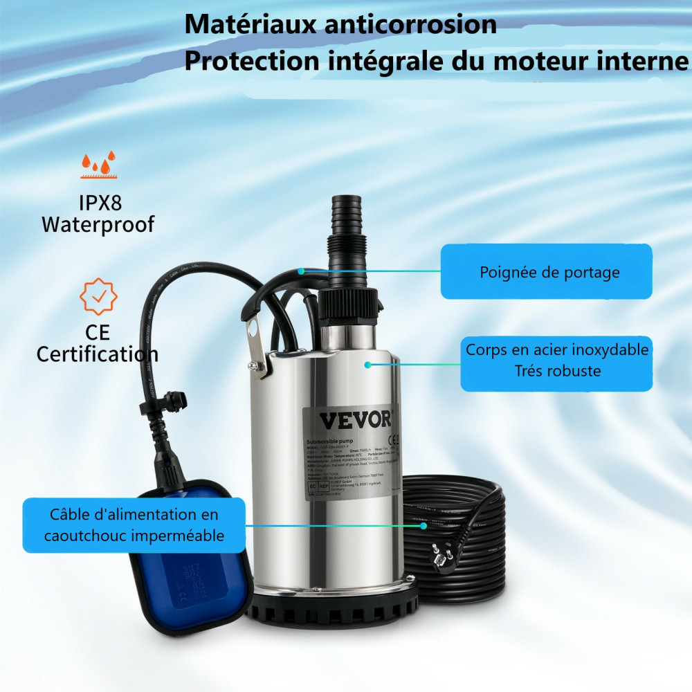 Pompe de relevage 550 w avec flotteur