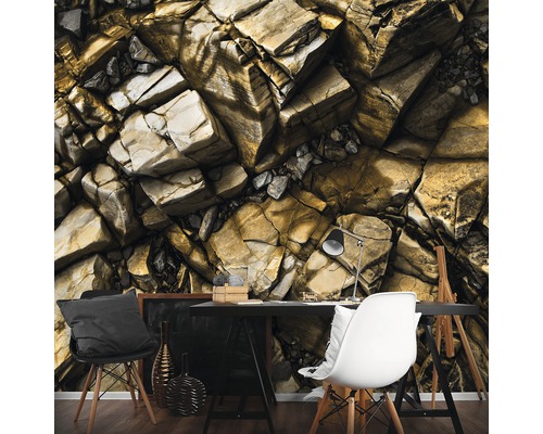 Vliesbehang 12610V4 Golden Rocks 2-delige set 254 x 184 cm