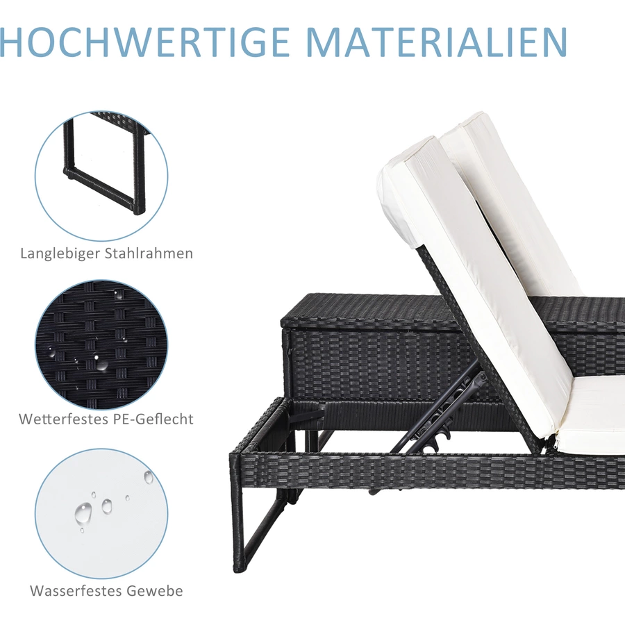 Outsunny Möbelsets mit Sitzkissen weiß, schwarz
