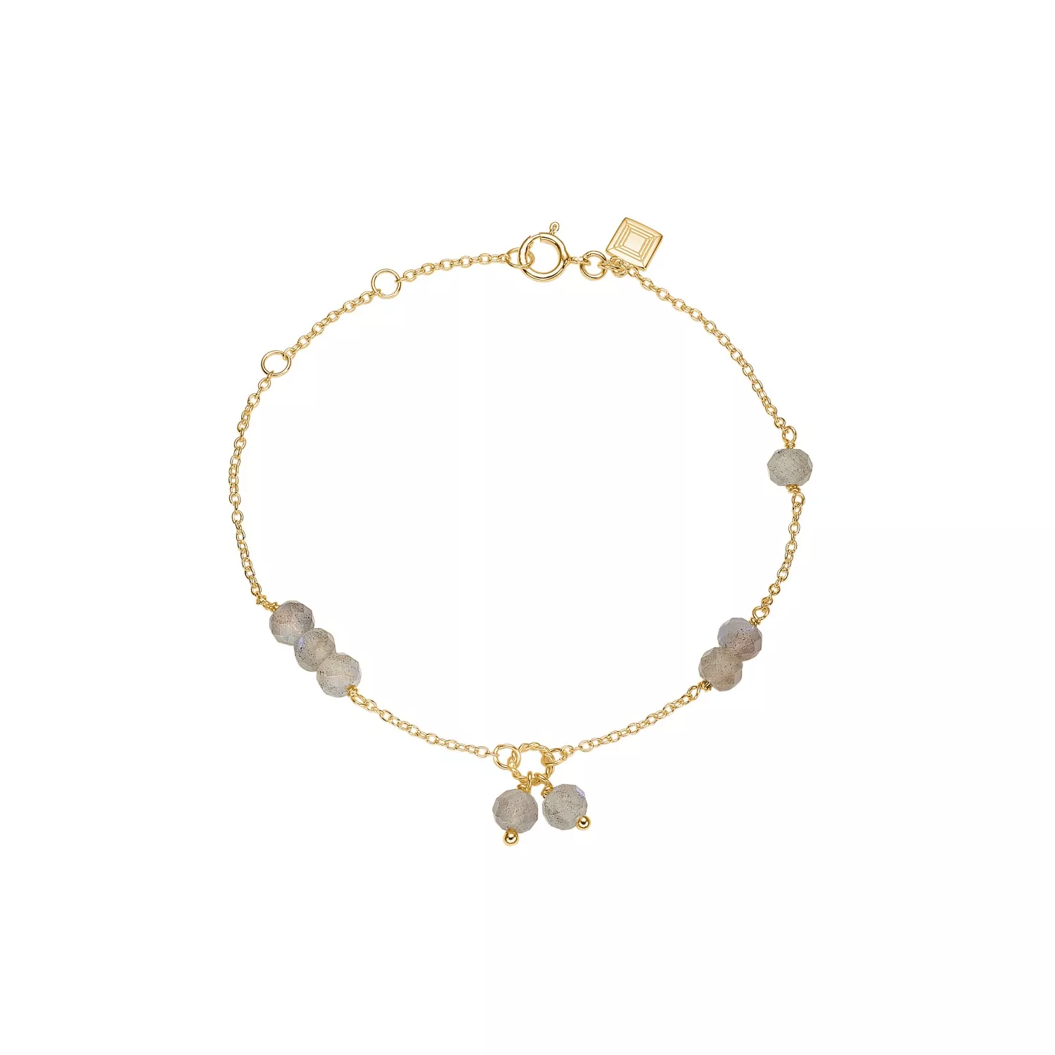 Carré Armbånd 18 kt. Forgyldt Sølv FB 4364 LB-Rondelle 16+1,5+1,5cm