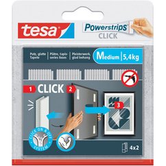 Adhésif - Powerstrip Click - taille M - supporte 5.4 Kg - blanc - lot de 4