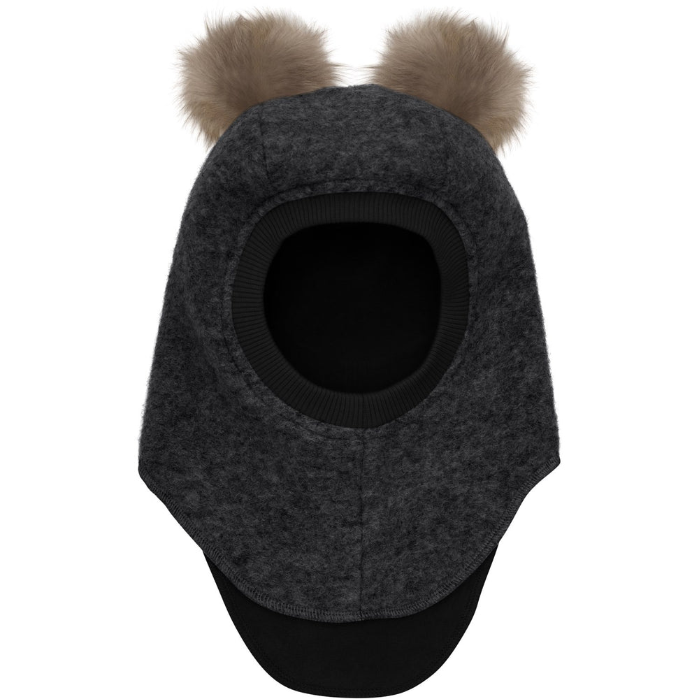 Køb Huttelihut Dark Grey Melange Elefanthue Uld Alpaca Pompoms