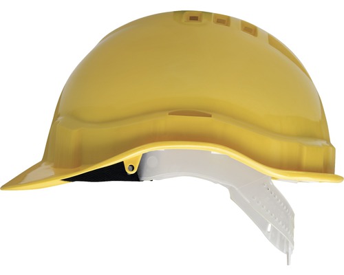 Verstelbare beschermende helm, kunststof, geel