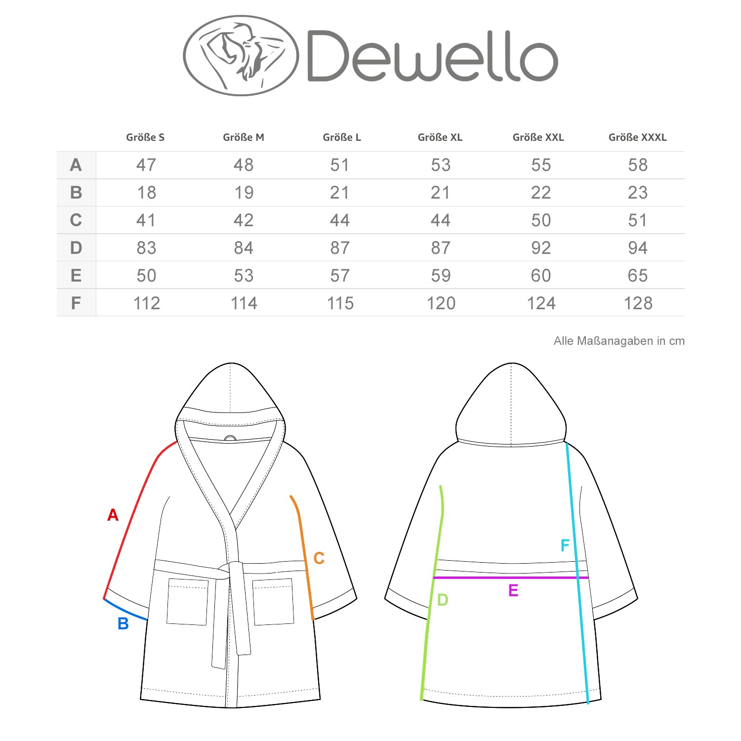Dewello® Bademantel mit Kapuze Baumwolle, Frottee Unisex Grau, Verschiedene Größen, Farbe:Grau, Größe S