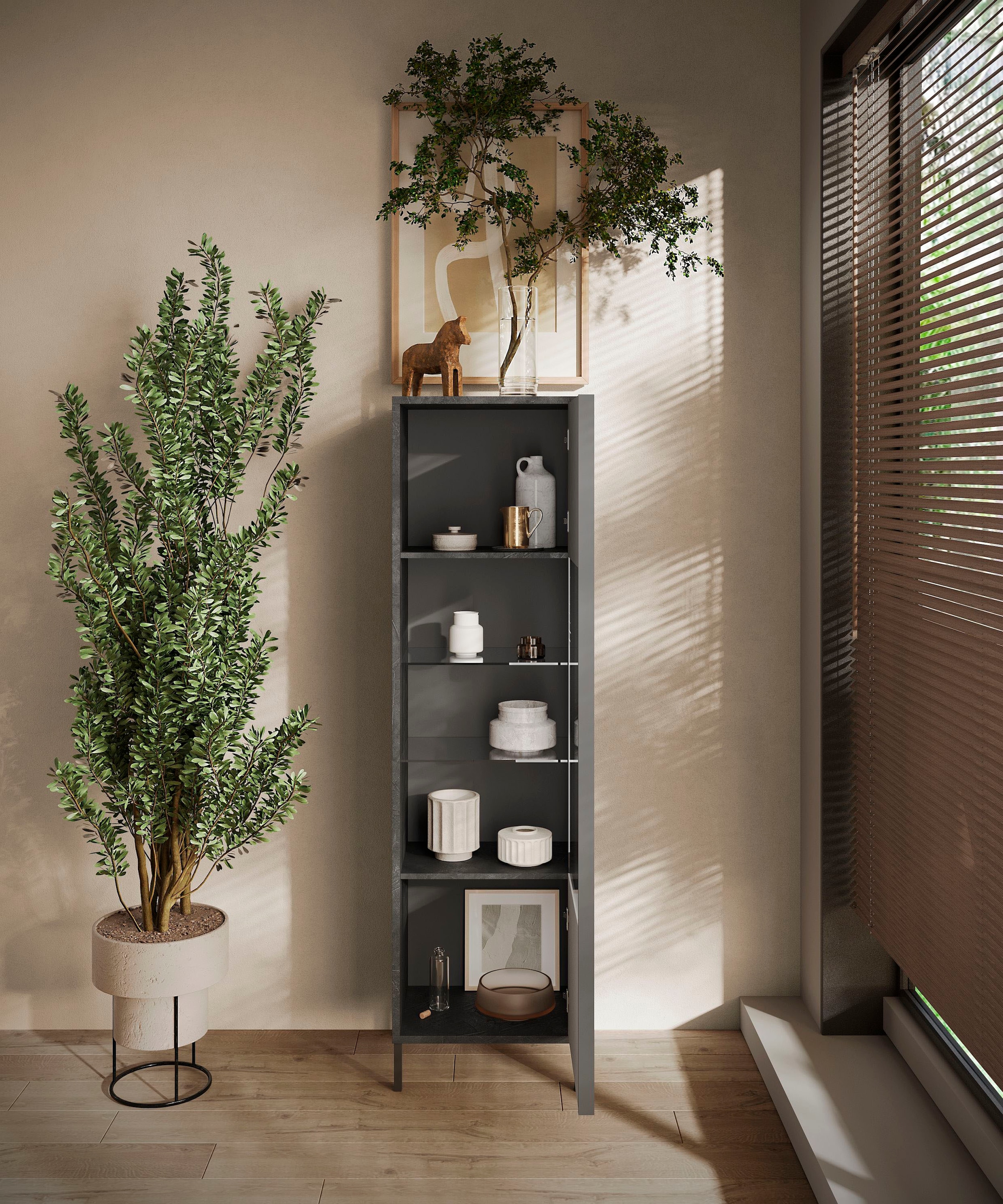 INOSIGN Vitrine »Everest Höhe 203 cm, Standvitrine mit 1 Tür« Hochschrank, Anrichte, Soft/Self Closing, Korpus 22 mm