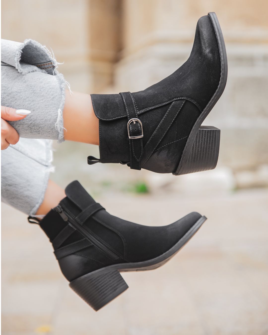 Bottines femme noires à bout pointu - Léontine