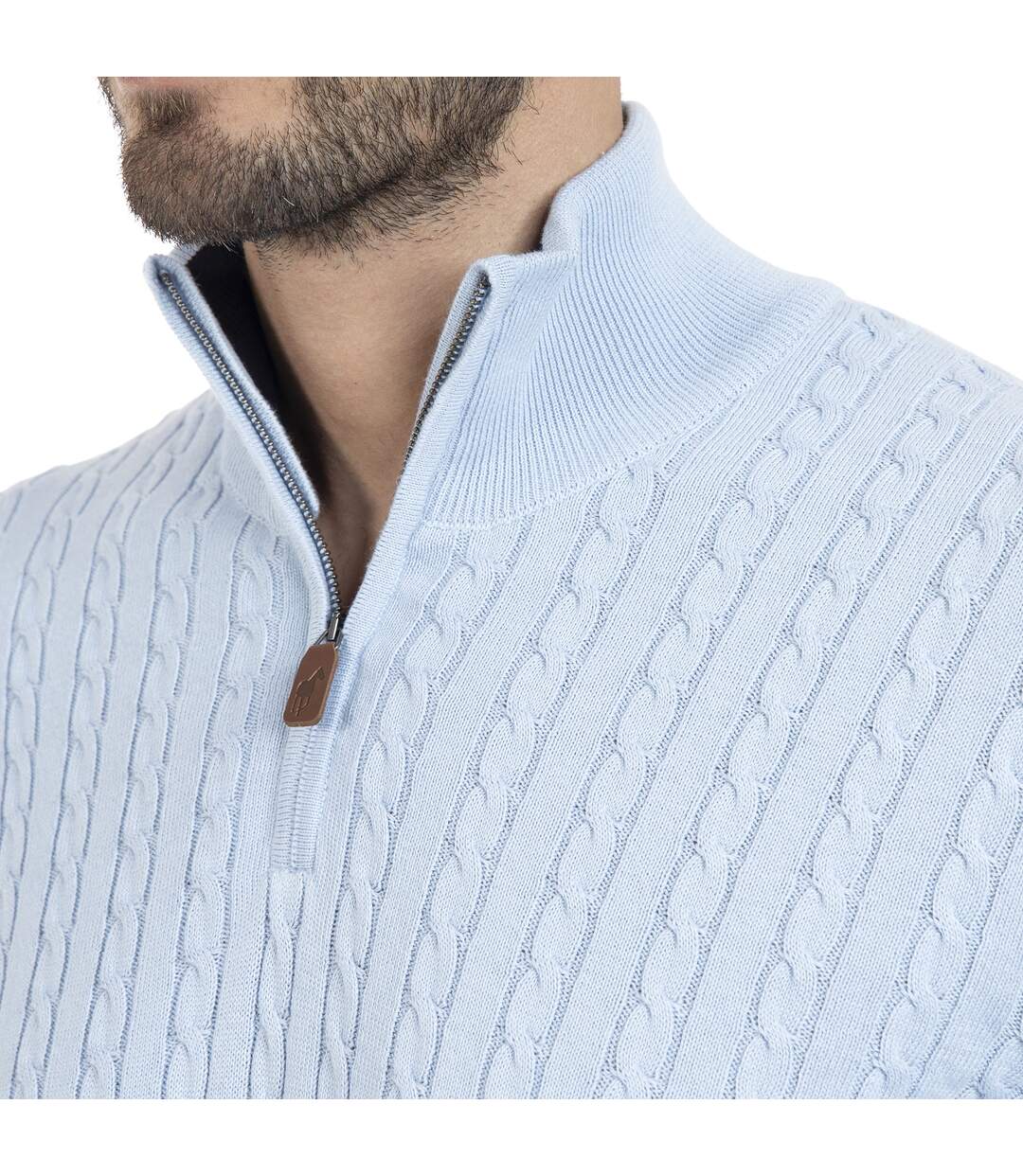 Pull manches longues col camioneur coton LANO