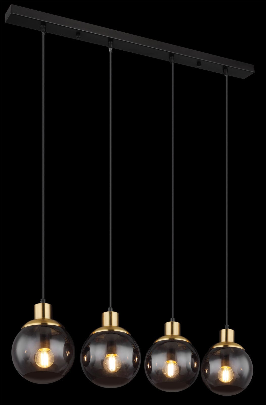 GLOBO Retrofit Balkenpendel Potter 75x110 cm schwarz/rauchfarbig