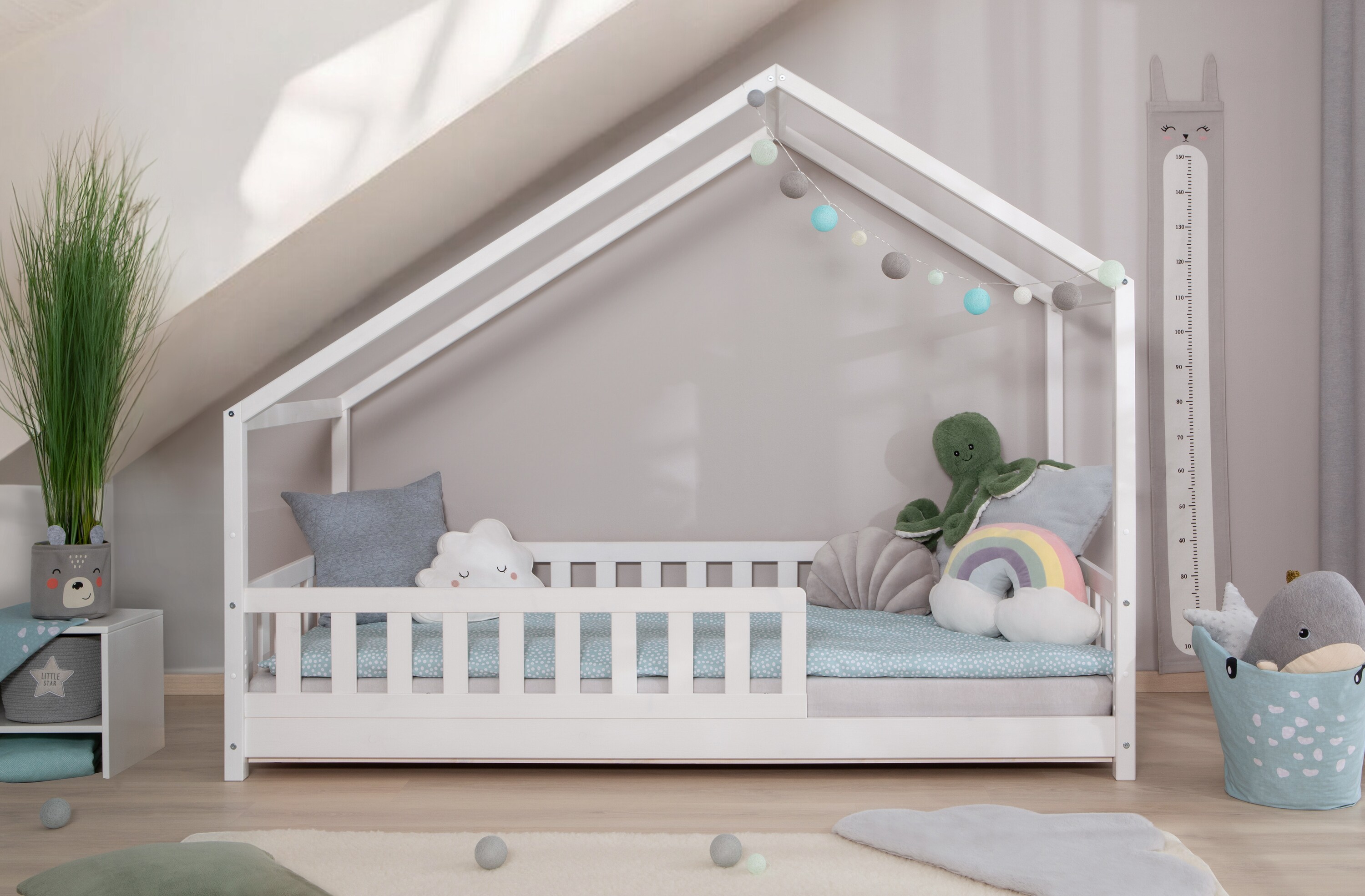 TiCAA TiCAA Hausbett Bodenbett wandelbar mit asymmetrischem Dach 