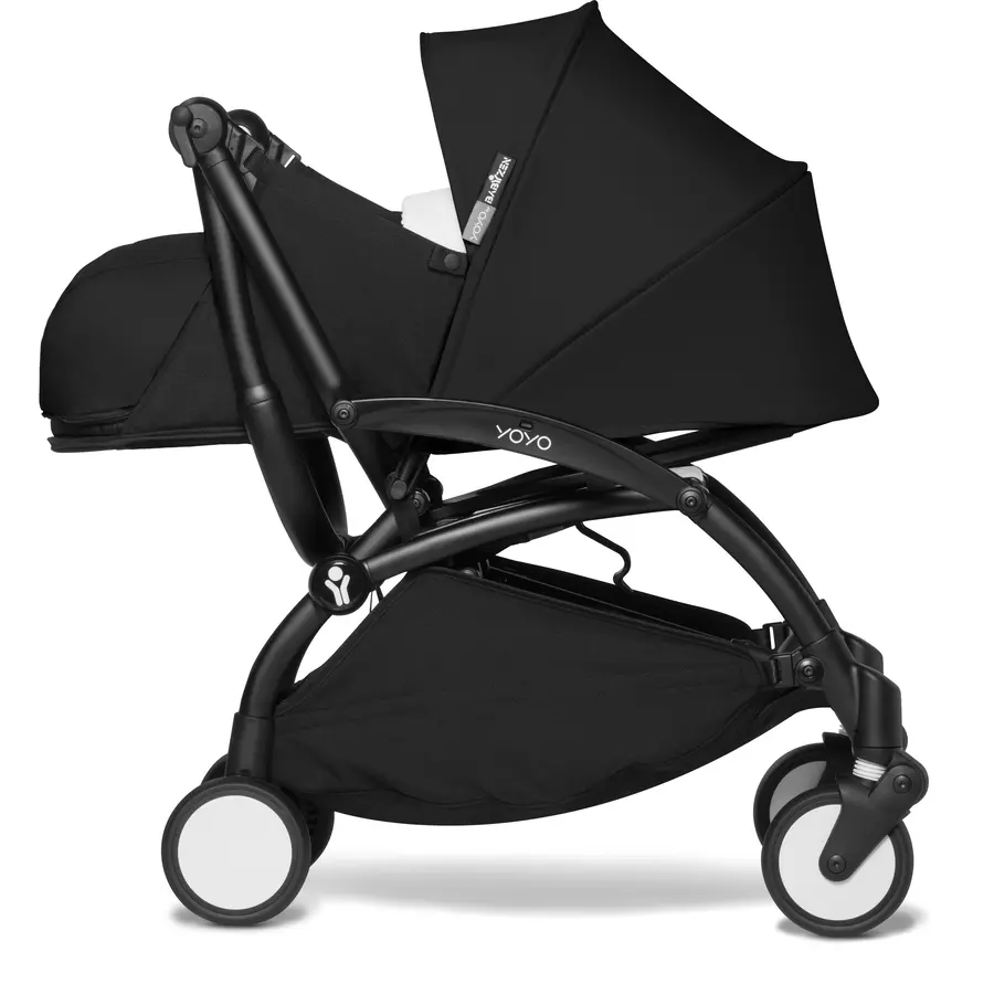BABYZEN Kinderwagen YOYO2 0+ Black mit Neugeborenenaufsatz und Textilset Black