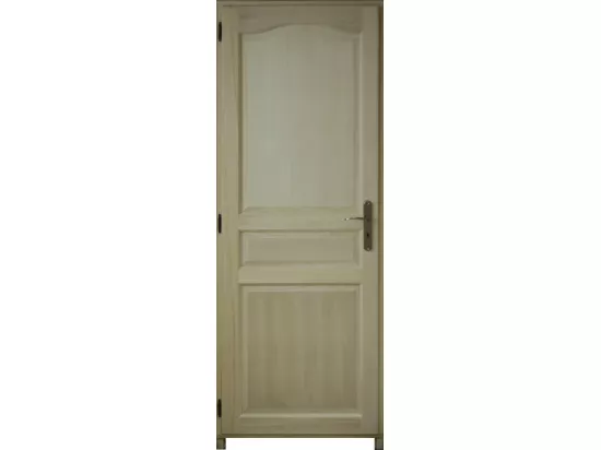 Bloc Porte Paulownia Traverse Chapeau H204 X L83 Poussant Droite Cotes Tableau + Poignée Gd Menuiseries