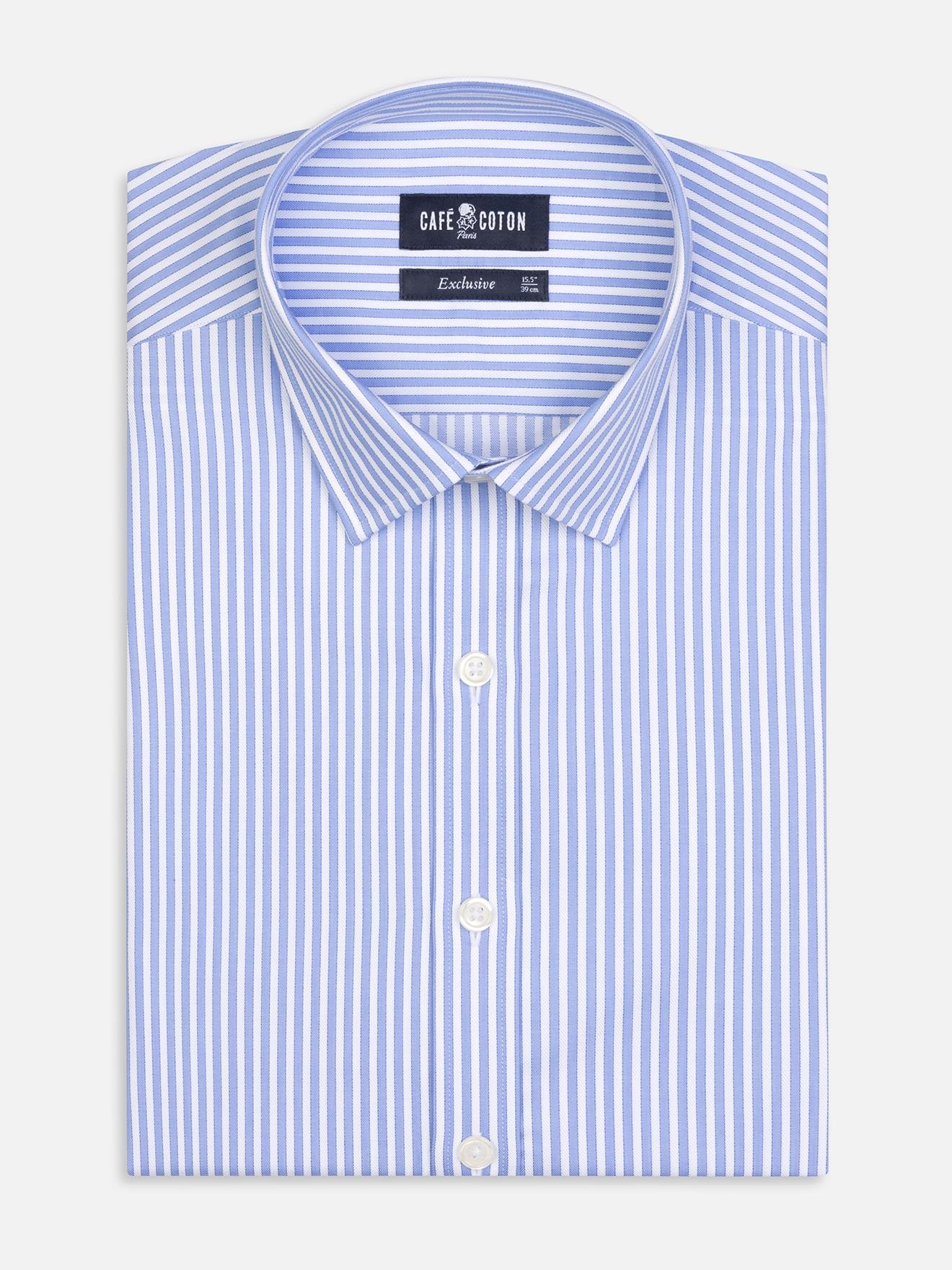 Chemise cintrée Colin à rayures ciel  - Petit col
