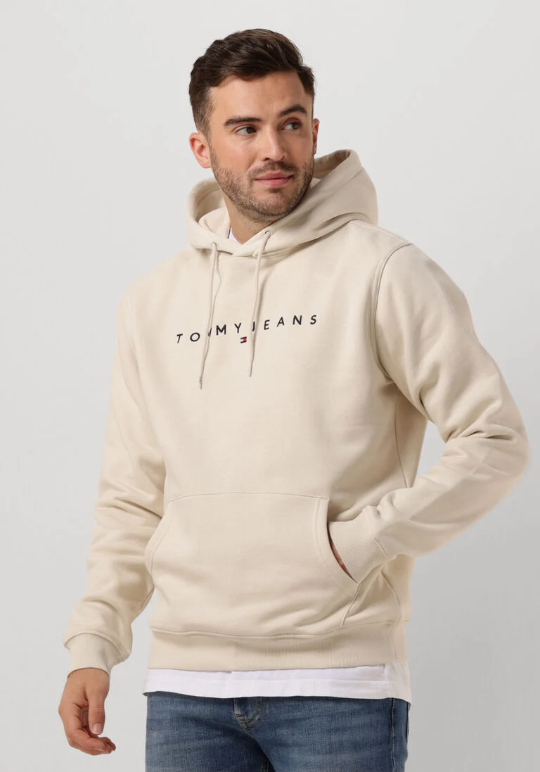 TOMMY JEANS beige tommy jeans trui tjm reg linear logo hoodie ext