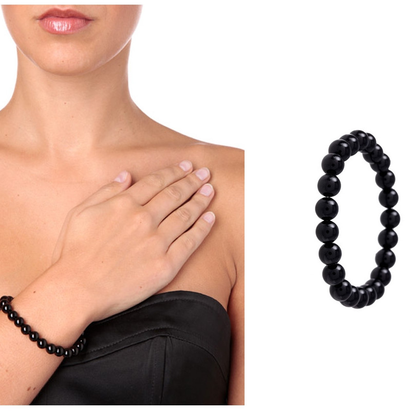 Bracelet Stretch en Perles Onyx Noires