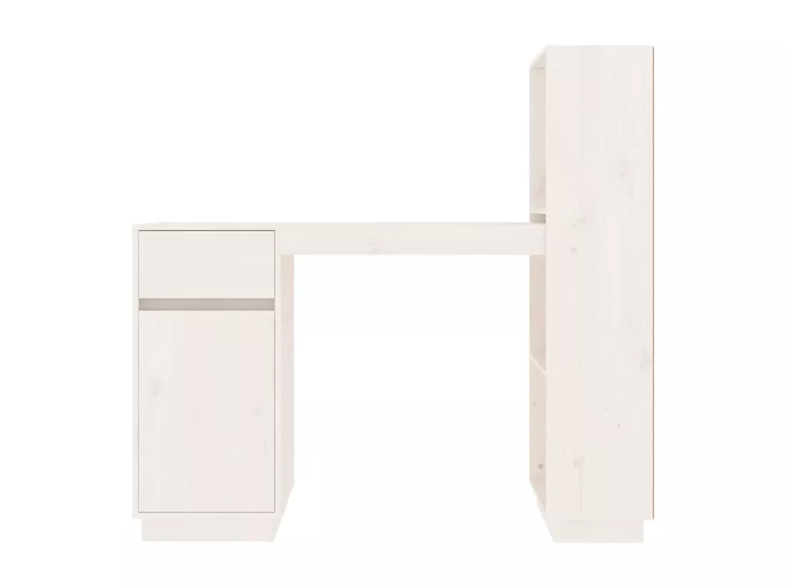 Bureau Blanc 110x53x117 cm Bois massif de pin
