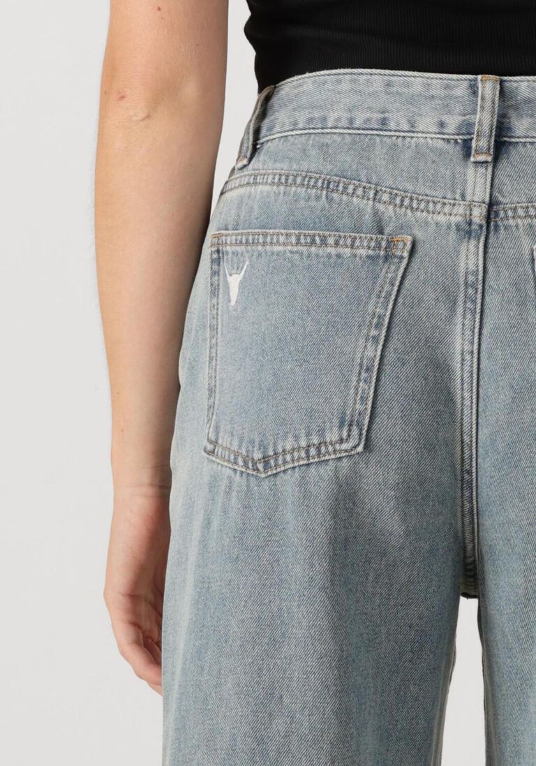 blauwe alix the label straight leg jeans ladies woven embellished denim pants