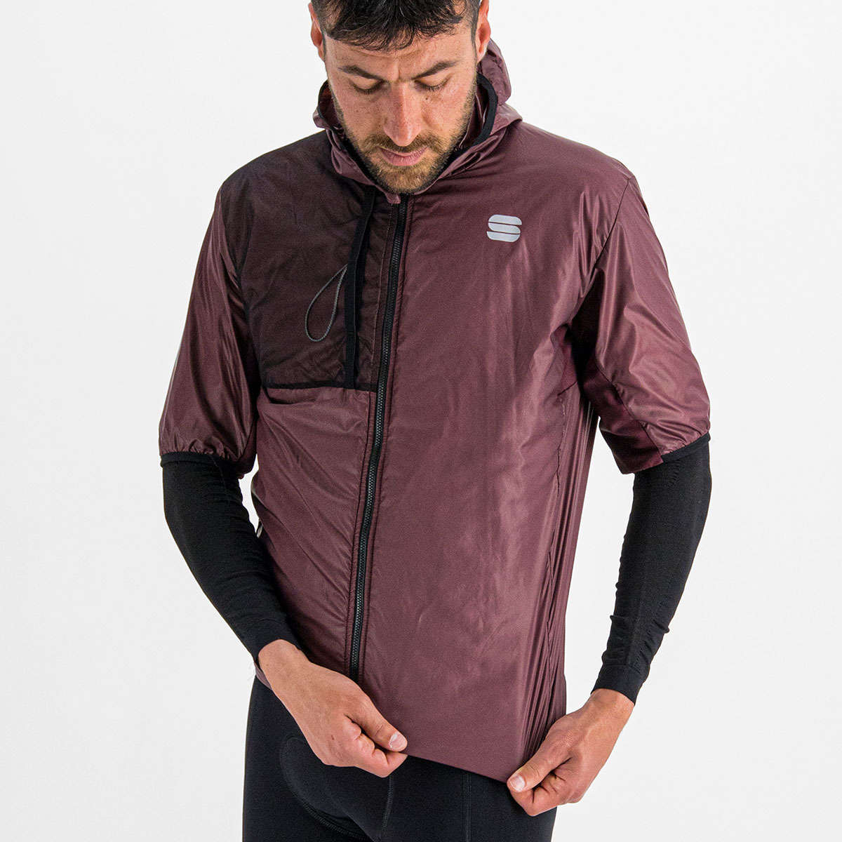 Sportful Supergiara Puffy Fietsjack Korte Mouwen Donkerrood Heren