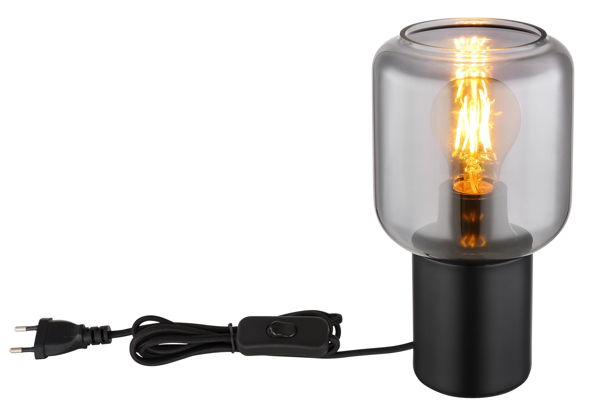 GLOBO Retrofit Tischlampe NINJO schwarz /rauchfarbig