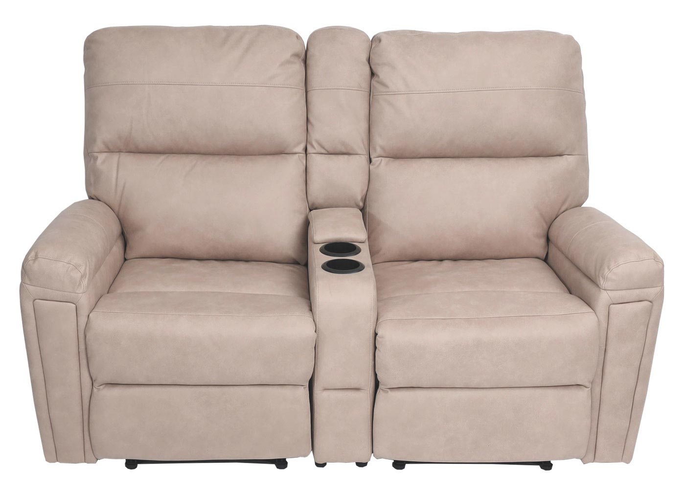 2er Kinosessel MCW-K17, Relaxsessel Fernsehsessel Sofa, Nosagfederung Getränkehalter Fach ~ Stoff/Textil beige