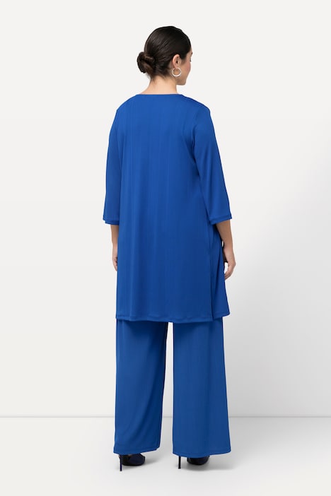 Longjacke, Rippjersey, offene Form, V-Ausschnitt