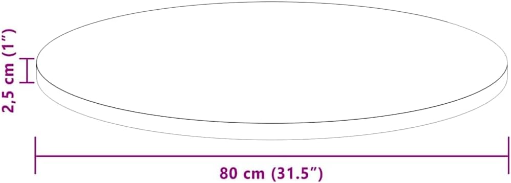 vidaXL Tischplatte Dunkelbraun Ø 80 x 2,5 cm Massivholz Eiche, Moderner runder Eichen-Tischplatte, wendbares Design, stylische Essfläche, praktisches Möbel für Wohnzimmer