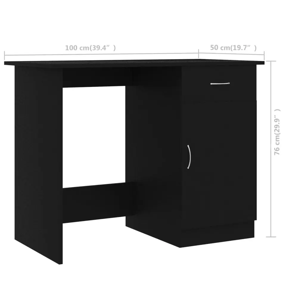vidaXL - Bureau - Zwart - Bewerkt hout